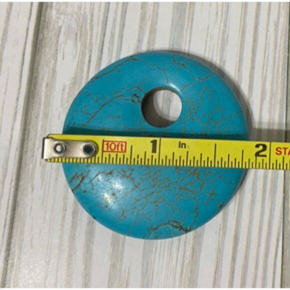 Round Turquoise-Style Howlite Stone Pendant 1.75" For Jewelry Making & Crafting - Picture 4 of 4